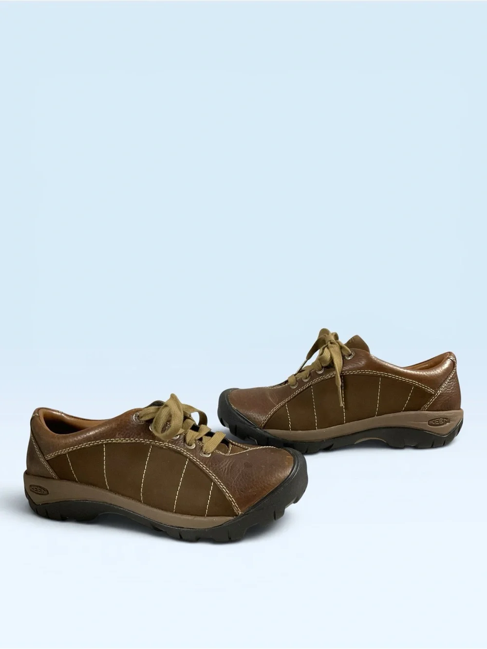 Keen Brown Leather Lace-Up Presidio Sneakers Women's Size 8